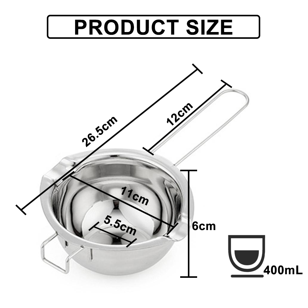 Recipiente para derretir Chocolate de 400mL, herramienta para hornear mantequilla y leche, olla de acero inoxidable para Chocolate, leche, Chocolate, queso, cacerola de azúcar