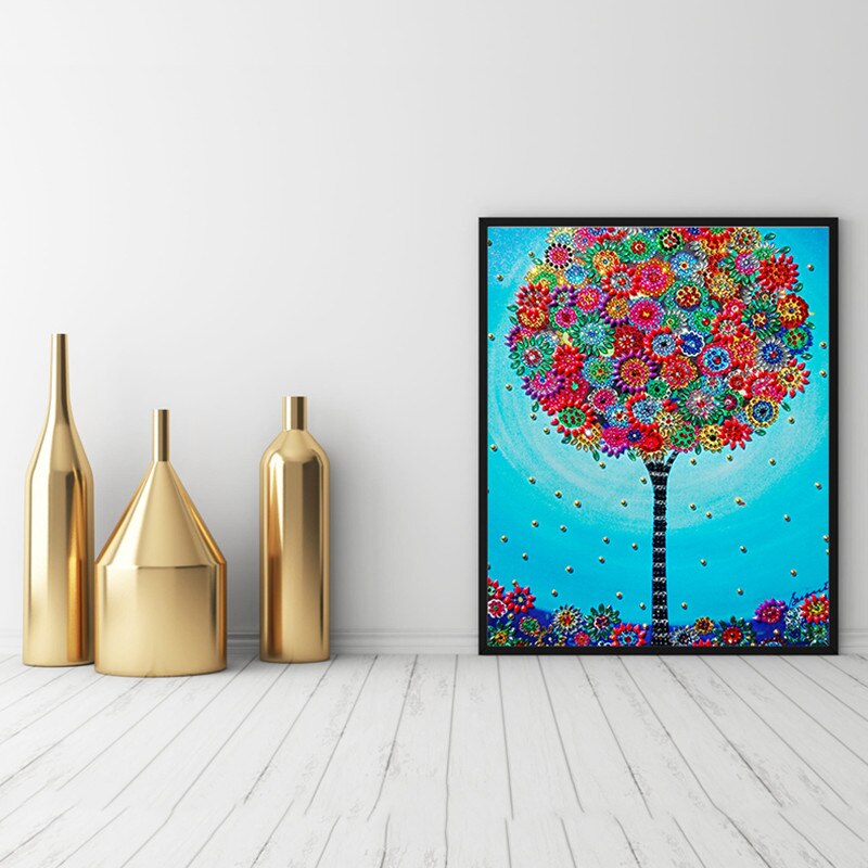 DIY 5D Shaped Diamond Painting Cartoon Landscape Tree 3D Picture Special Crystal Diamond Embroidered Child Christmas