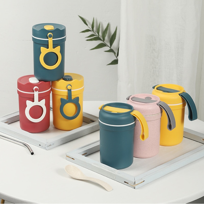 Draagbare Dubbele Laag Lunchbox Voor Voedsel Bento Box Siliconen Thermos Lunchbox Voedsel Container Lunchbox Lekvrij Met Lepel