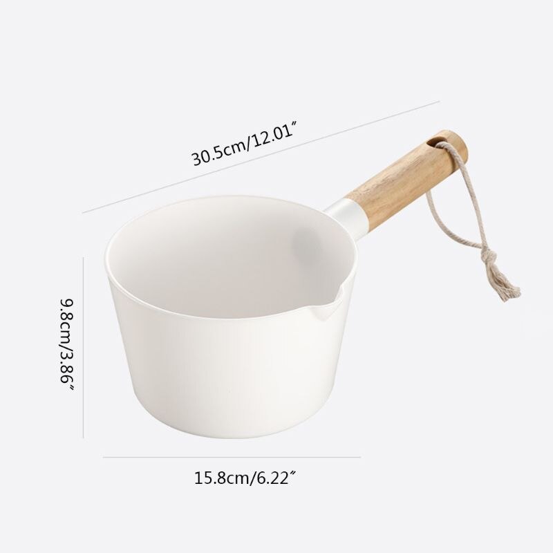 Kitchen Wooden Long Handle Water Ladle Bathroom White Scoop Japanese Style Home Bathroom Accessories