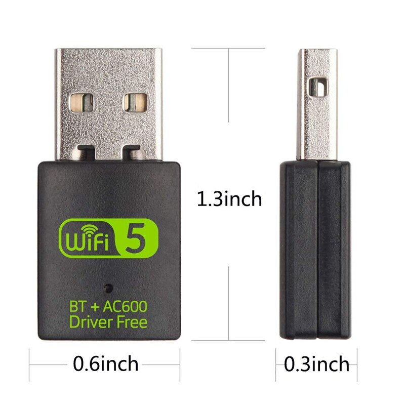 Mini USB 600Mbps Wireless Adapter Free Drive Dual Band 2.4G/5GHz WiFi Dongle for Laptop Desktop Windows 10/8/8.1/7