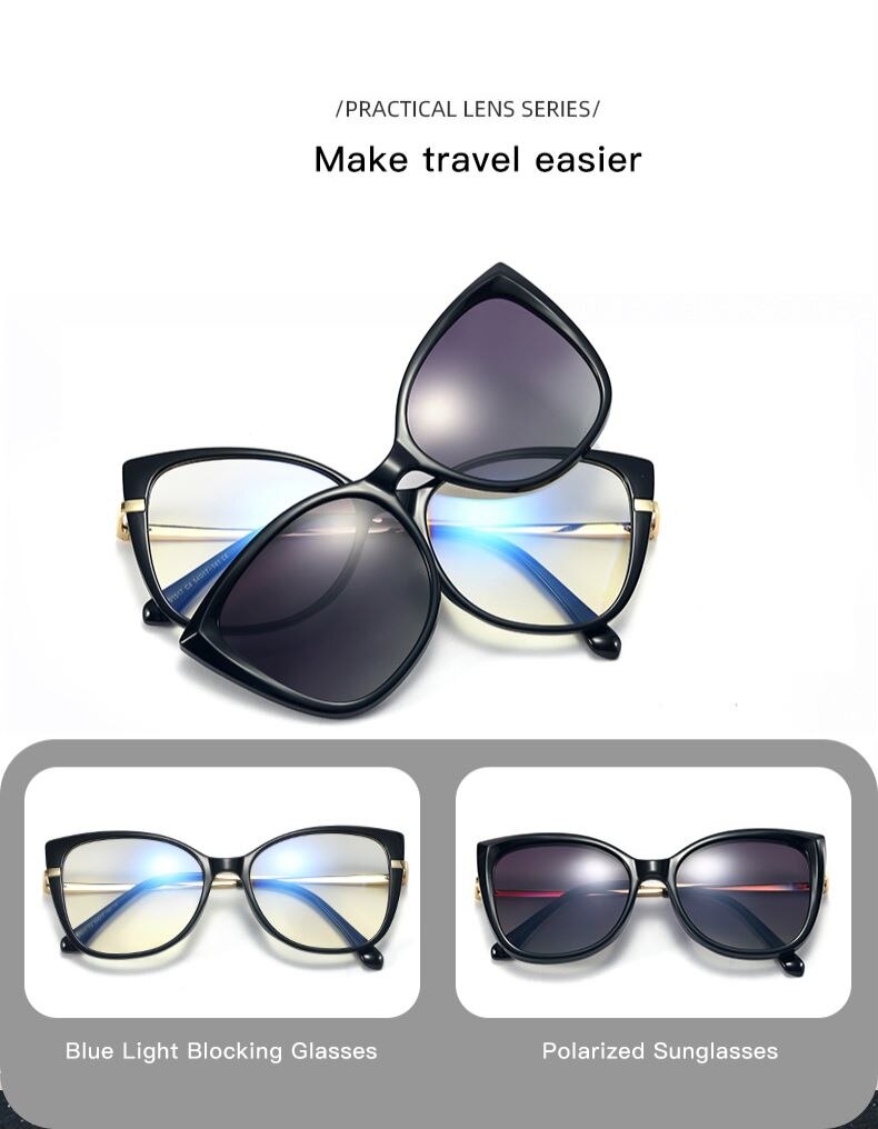 Optical Spectacle Frame Women Magnetic Clip On Sunglasses Polarized Glasses frame For female Myopia Eyeglasses