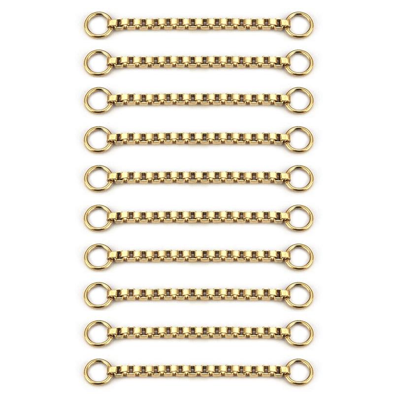 10 Uds. De cadena de extensión soldada de acero inoxidable de 3cm/5cm, collar dorado, extensor de pulsera, cadenas de cola para suministros de joyería DIY: Negro