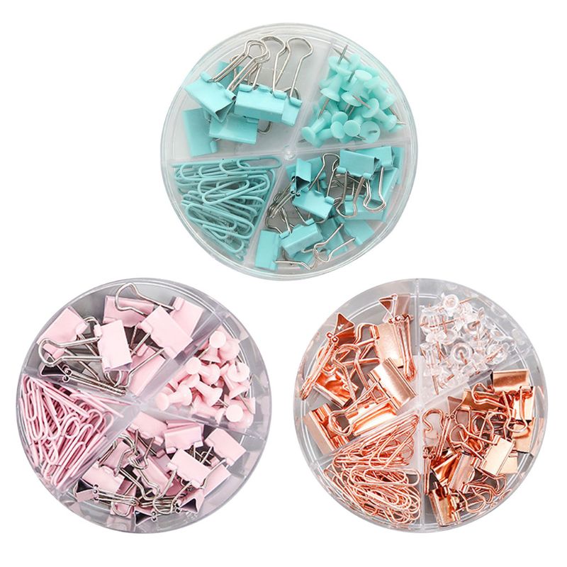 K1AA 72pcs/box Metal Paper Clip Multipurpose Thumbtacks Office Document Data Storage Sorting Long Tail Clips