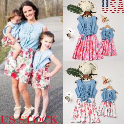 Familiejurk familiekleding dame moeder dochter bijpassende zomer babymeisjesjurk outfit