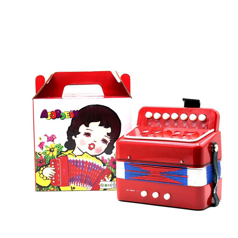 Mini acordeón para niños, 1 Uds., 7 teclas, 3 bajos, educativo, para principiantes, práctica, instrumento de música, banda de juguete: Red