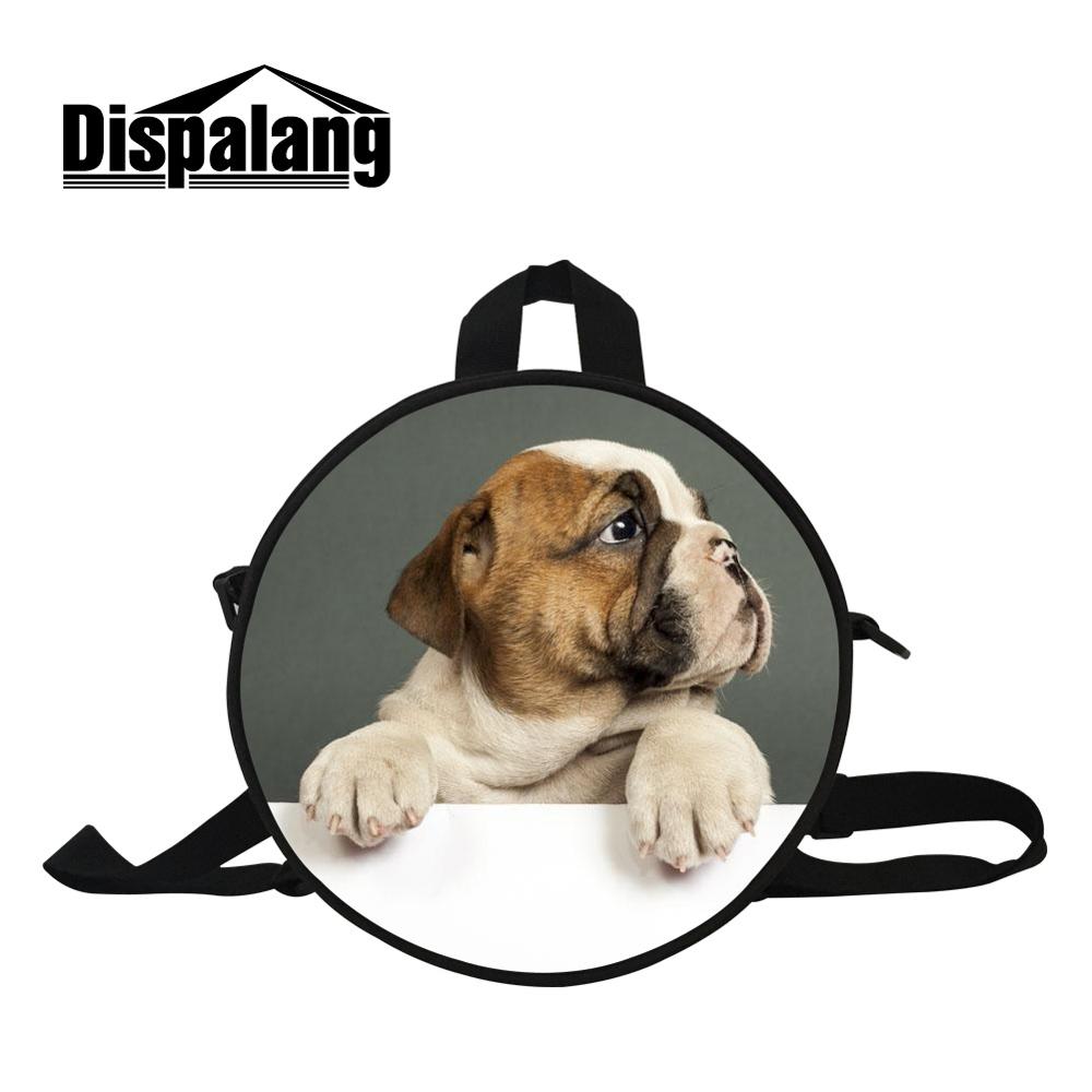 Dispalang Mini Round Messenger Bag for Girls Female Bags for Travel Women's Double Shoulder Pouch Crossbody Pack Print Cute Dog: Khaki