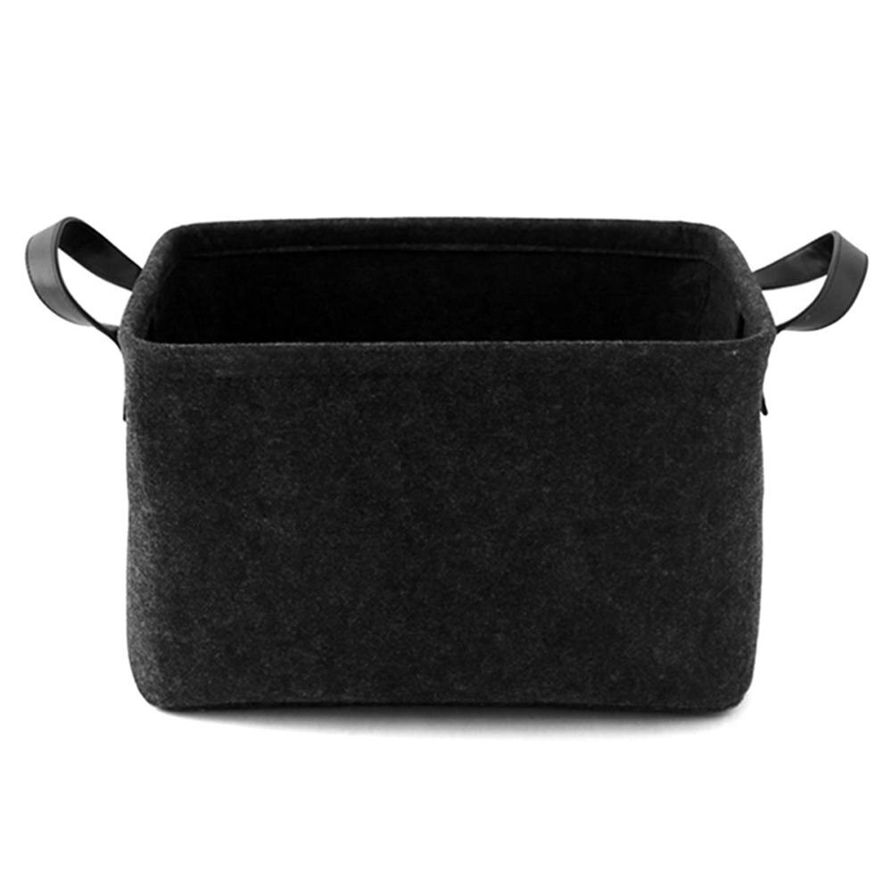 Foldable Dirty Clothes Laundry Basket Container Wool Felt Storage Baskets Toy Storage Box Home Sundries Organizer Large Capacity: Black / L