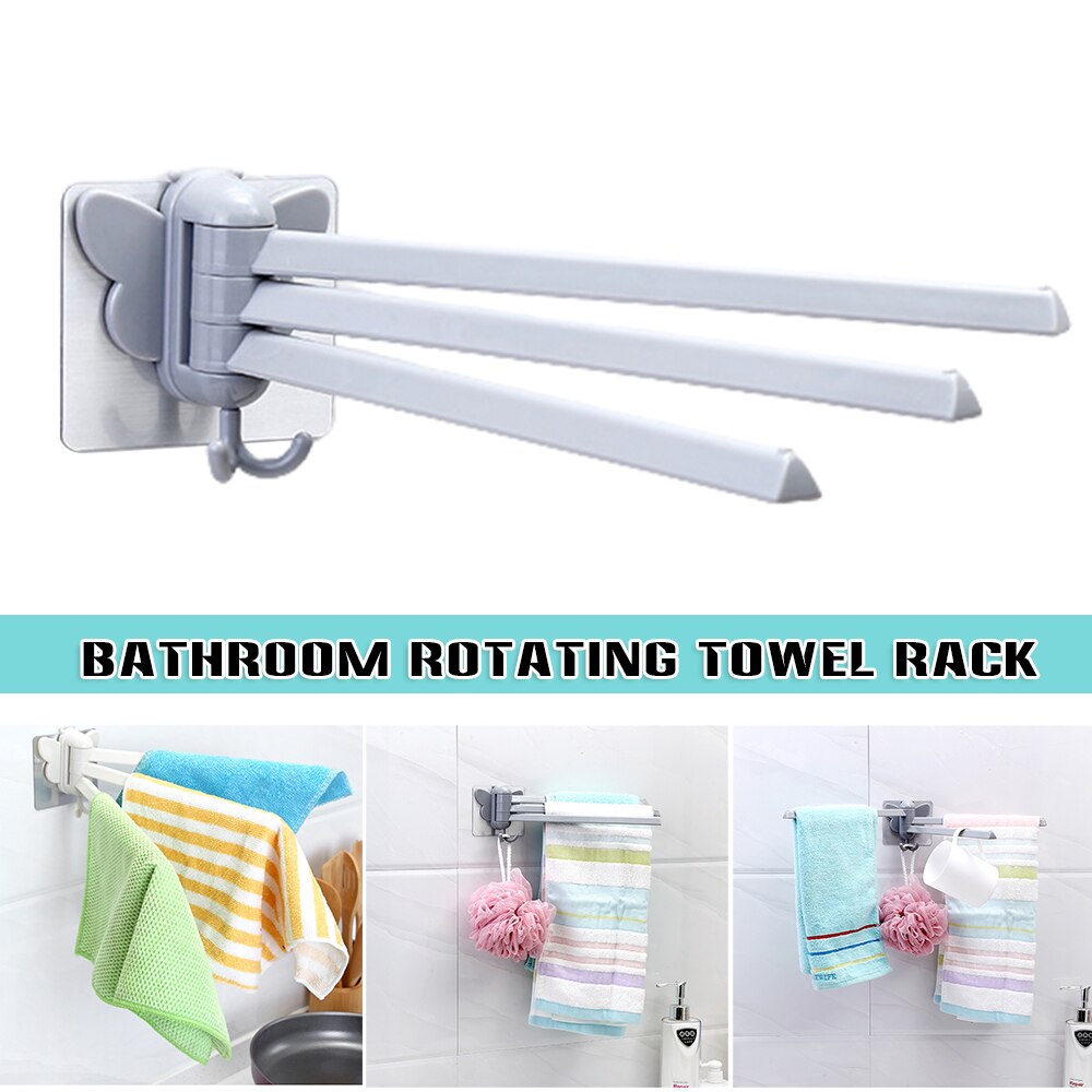 Creatieve Swivel Handdoekenrek Punch-Gratis Wandmontage Handdoek Opslag Houder Eenvoudige Installatie Boog Handdoek Stand Opvouwbare XHC88