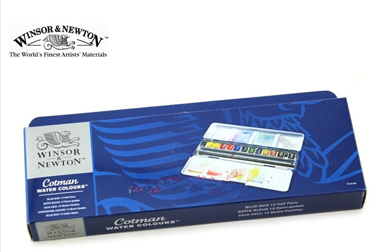 Winsor & Newton Cotman, peinture à l'aquarelle, 8 Mini 16 couleurs, 45 couleurs, Box12 demi-casseroles