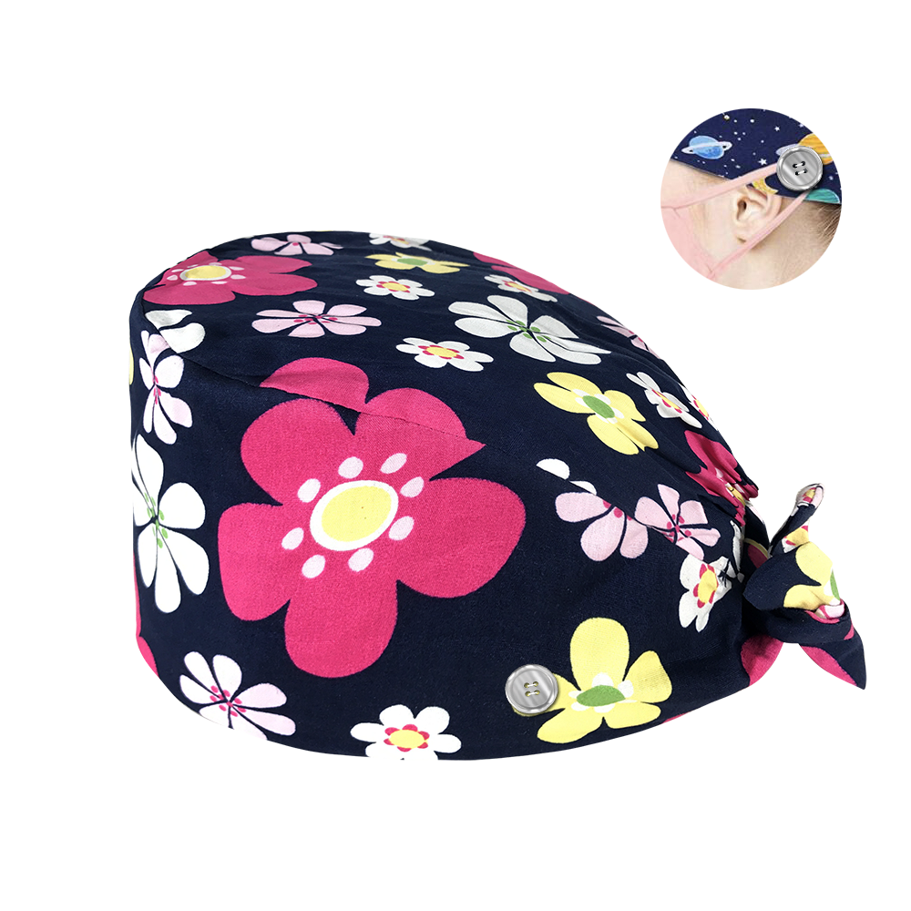 HC2K22003Wholesale Breathable lab hat Laboratory hat the Buttons scrub caps adjustable unisex Pet grooming work: 22122