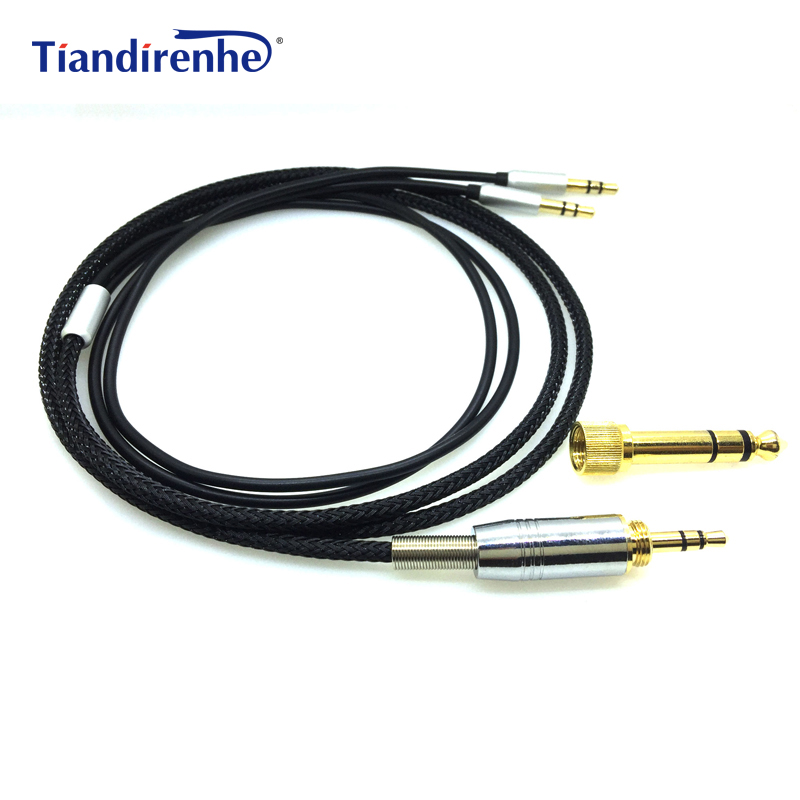 Headphone Cable for Hifiman HE-560V3 - 3.5mm to 6.35mm + 2x3.5mm Male - 4 Core Oxygen-Free Copper - Replacement Audio Cord