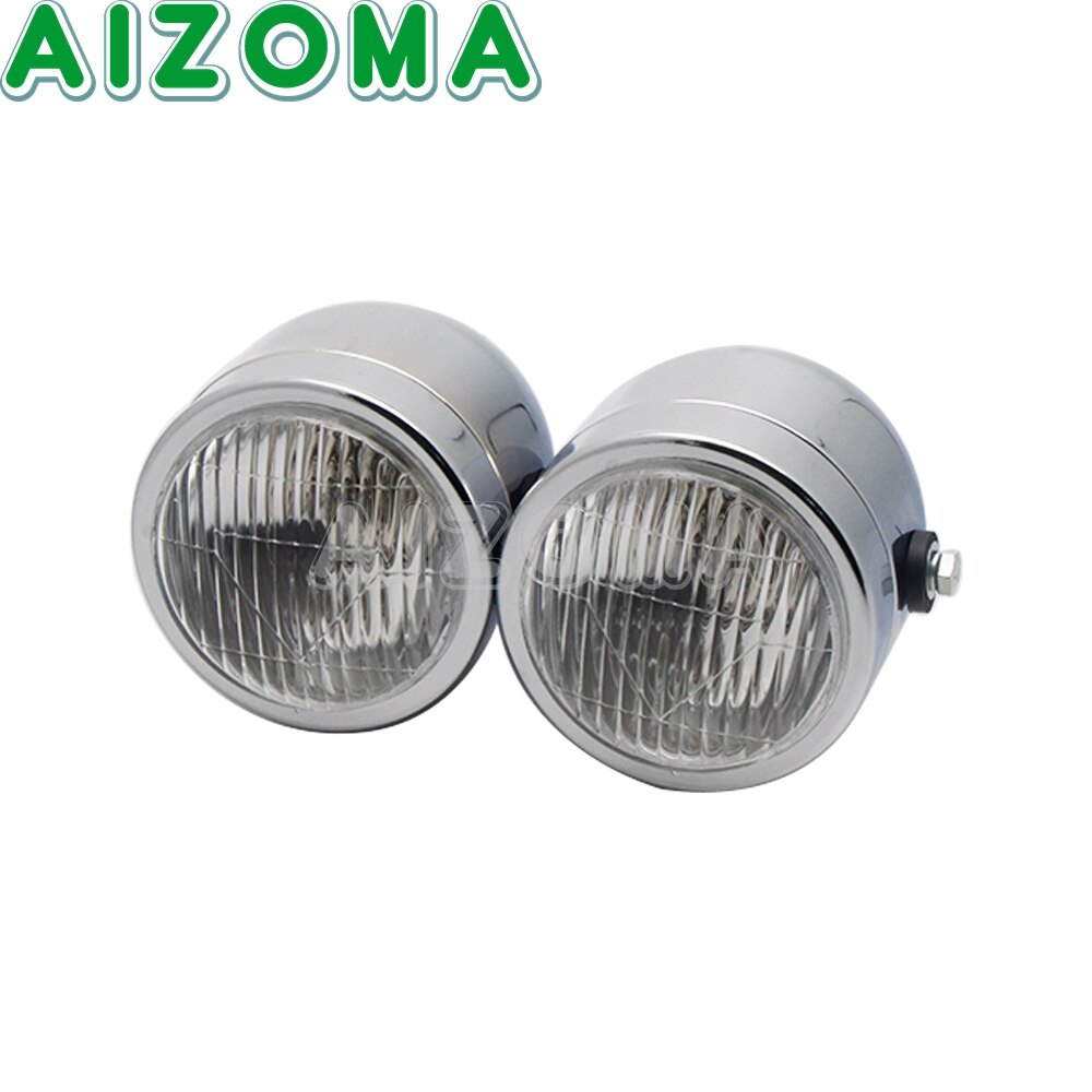 Motorcycle Twin Round Headlight Dual Sport 4" Double Dominator Head Lamp Light for Honda Yamaha Suzuki Cafe Racer Vmax Vmx 1200: 1069 Chrome Clear