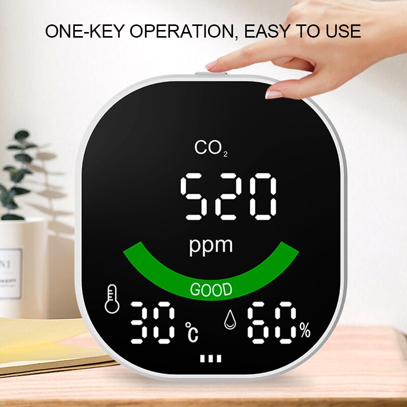 Portable Air Monitor Temperature Humidity Tester CO2 Detector Classrooms Restaurants CO2 Monitor Infrared NDIR Detector
