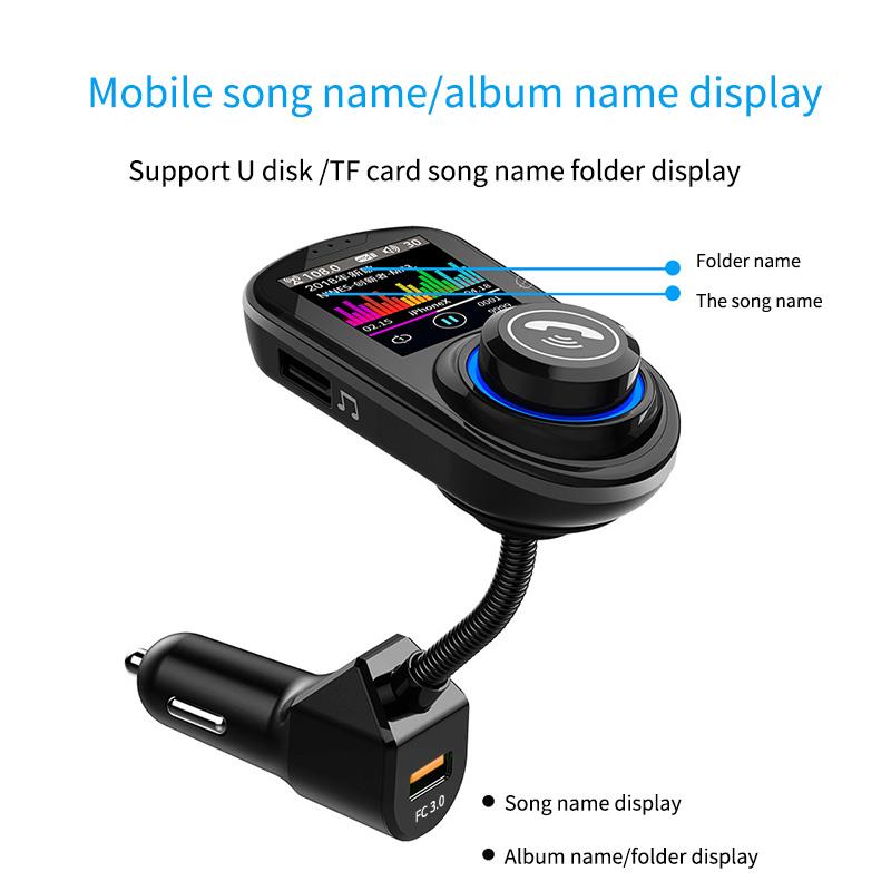 Samochodowy odtwarzacz Mp3 Bluetooth 5.0 kolorowy duży ekran bezstratnej dźwięku G45 podwójna ładowarka samochodowa USB nadajnik FM głos budzić-w górę zestaw głośnomówiący