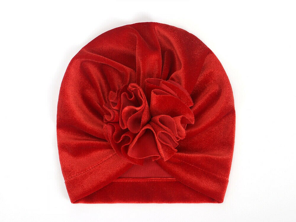 18 farben Kleinkind Baby Mädchen Jungen Hüte Turban Blume Kopf wickeln Kleinkind Mütze Hütte Warme Kappe Stirnband: Orange rot