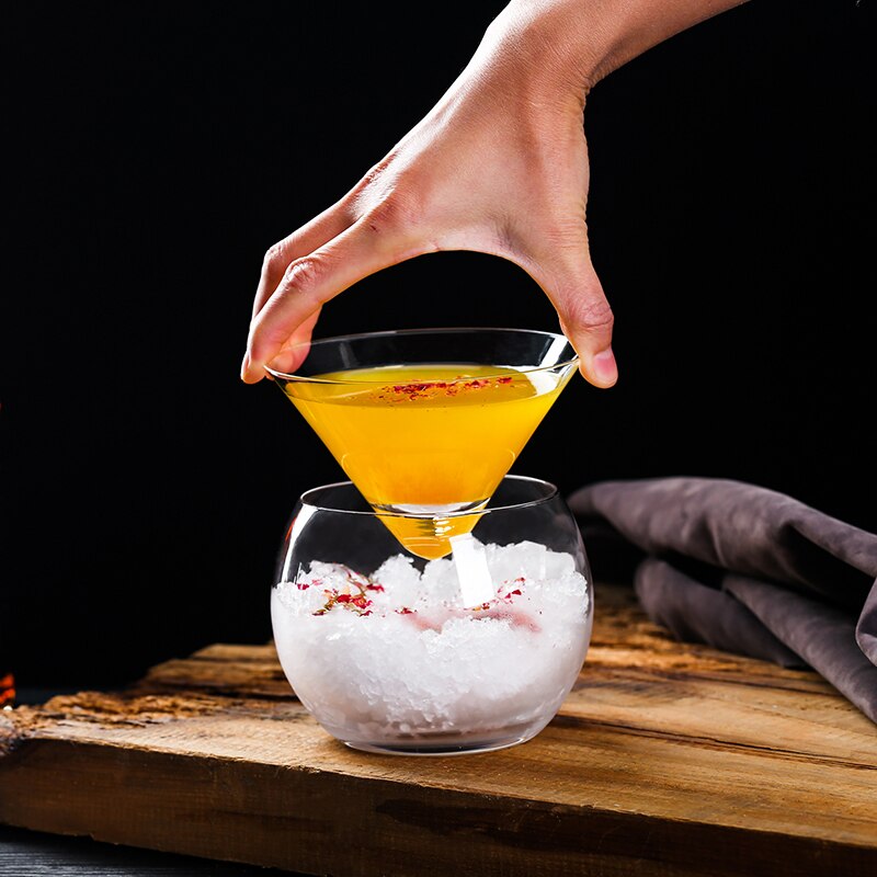 Røykfylt cocktail kopp sett kjegle + sfæriske ball glass bar hjemmefest trekantet er martini glass molekylær gastronomi beholder