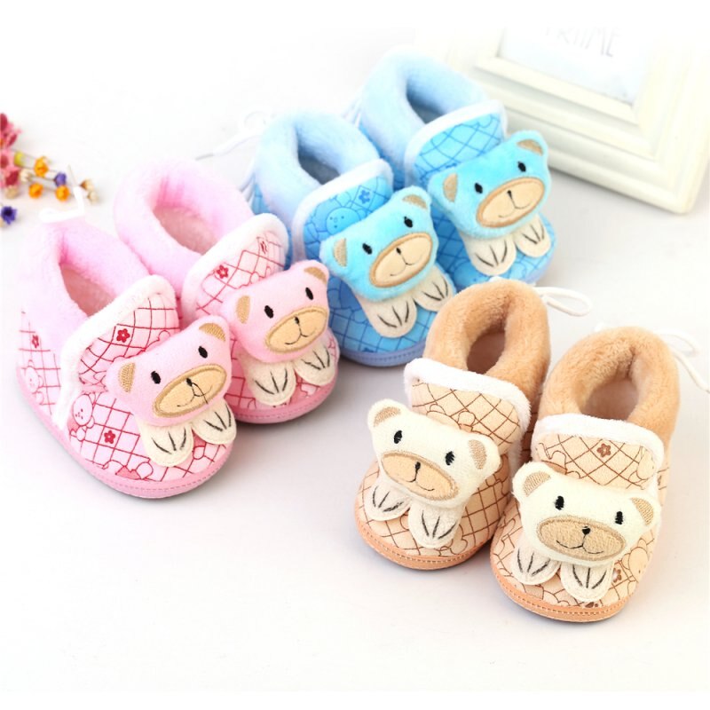 Bella Del bambino Sveglio dell'orso Del Fumetto Del bambino Stivali Caldi di Inverno Neonati Antiscivolo Bambini Bebe Stivali Tre colori selezione