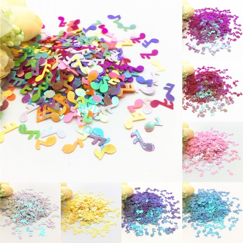 Pailletten 4*9mm muzieknoot vorm losse pvc pailletten voor 3d nail art decoratie manicure diy knutselen bruiloft accessoire confetti 20g