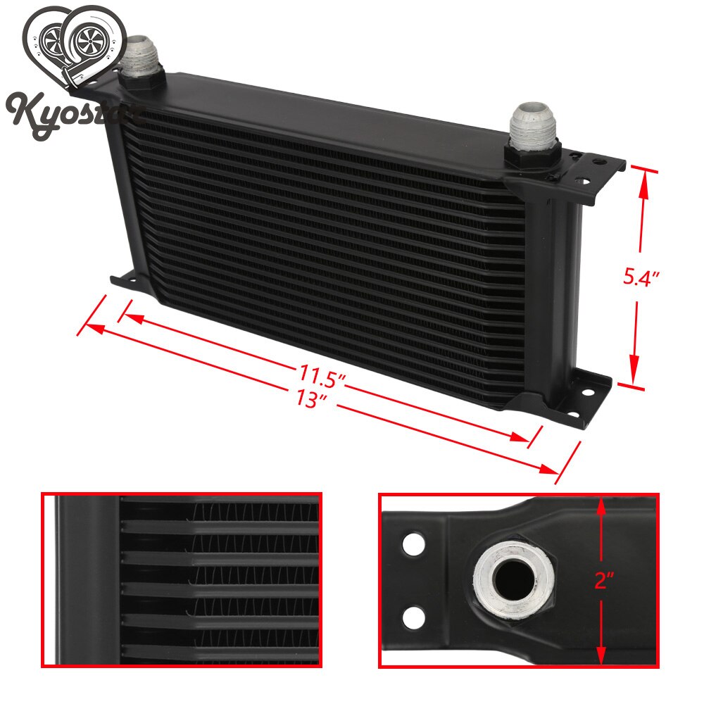 Universal Oil Cooler 19 Row 10AN Black Silver British Type Aluminum Oil Cooler Kit
