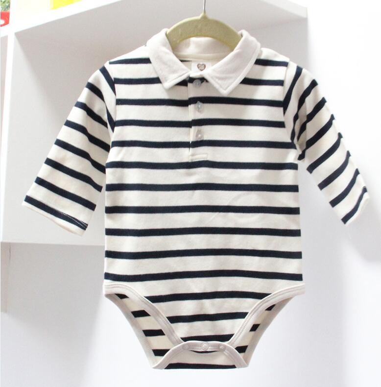 Body-combinaison bébé pour garçons et filles | Vêtements d'automne 100% coton, rayures, col carré, manches longues: beige neck / 6M