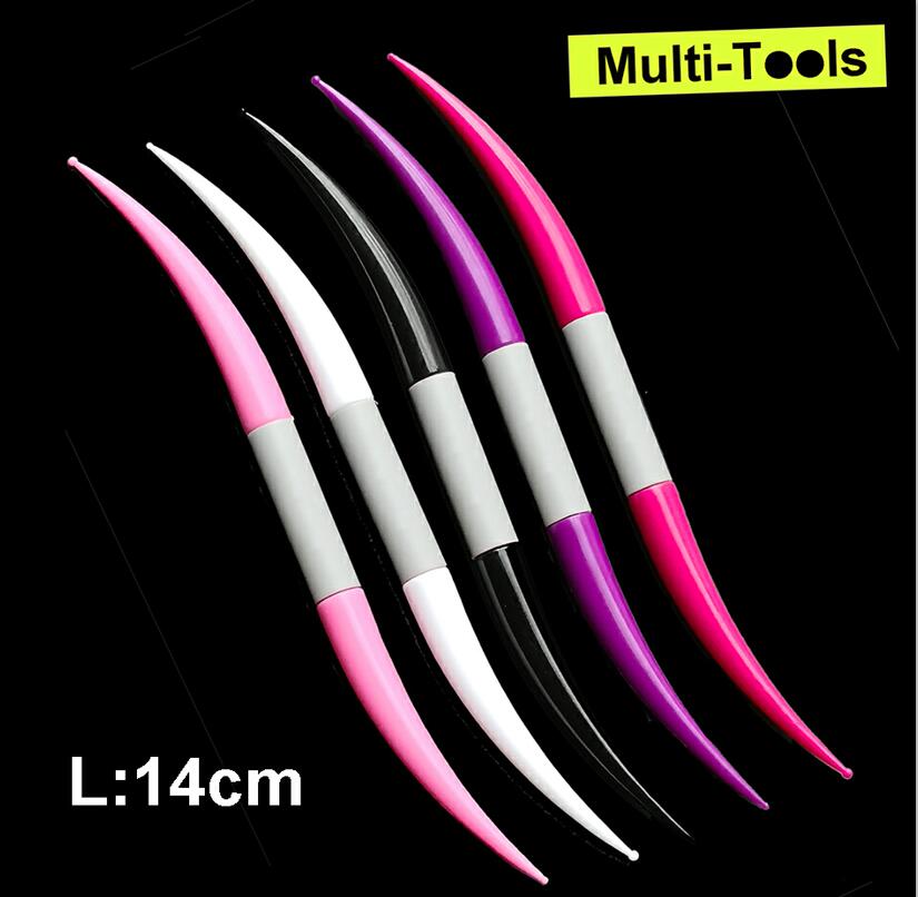 5 Stks/set 2 End Curve Rubber Beschermd Plastic Puntjes Pen Marbleizing Tool Nail Art Dot Puntjes Zwarte Vlekken Potlood Voor kristallen