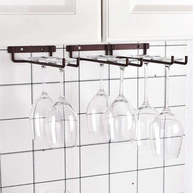 Hanging Wine Glass Rack Single Row Stemware Cafe R... – Vicedeal