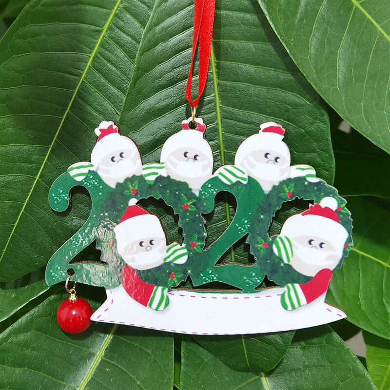 Kerst Jaar Familie Diy Handgeschreven Naam Gezichtsmasker Snowman Hanger Kerst Decoraties Voor Huis: five people