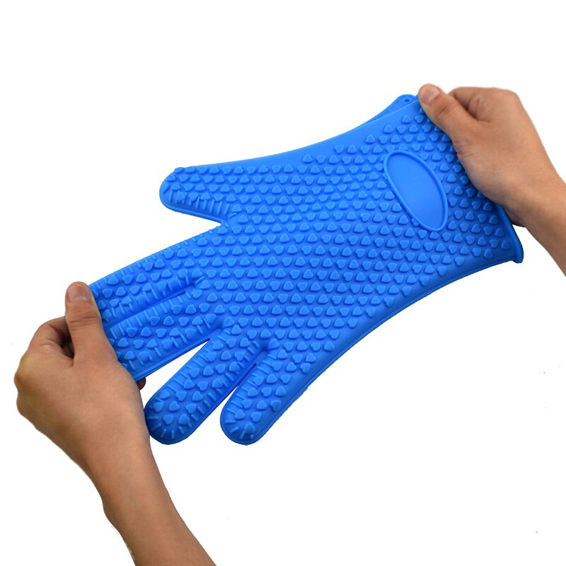 Grill 1 st livsmedelsklassad värmebeständig tjock silikon köksugnshandske matlagning bbq grillhandske ugnsbakningshandskar