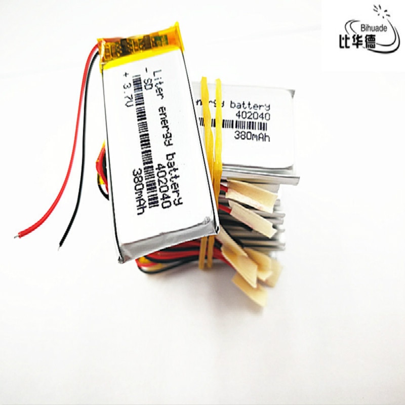 10x Lithium Polymer Battery 3.7V 380mAh 402040 Rechargeable for Power Bank, GPS, MP3/MP4