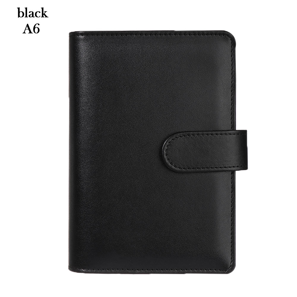1PC A5 A6 Classic Loose Leaf Ring Binder Notebook Multifunctional Planner Weekly Monthly Diary Notebook Cover School Stationery: A6	black