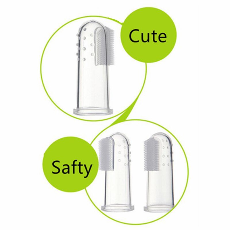 2 Set Baby Vinger Tandenborstel Zachte Siliconen Tandenborstel + Box Kinderen Tanden Clear Baby Tandenborstel Rubber Schoonmaken Baby Borstel