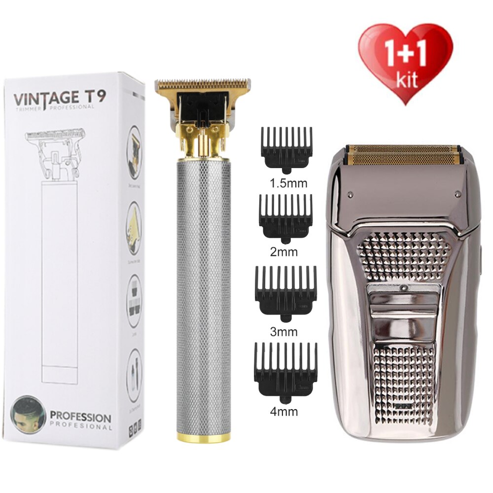 Hair Trimmer Set Tool Electric Hair Clipper Hair 0mm Barber Machine Cordless Haircut Men Cutter Shaver Home Use: silver set