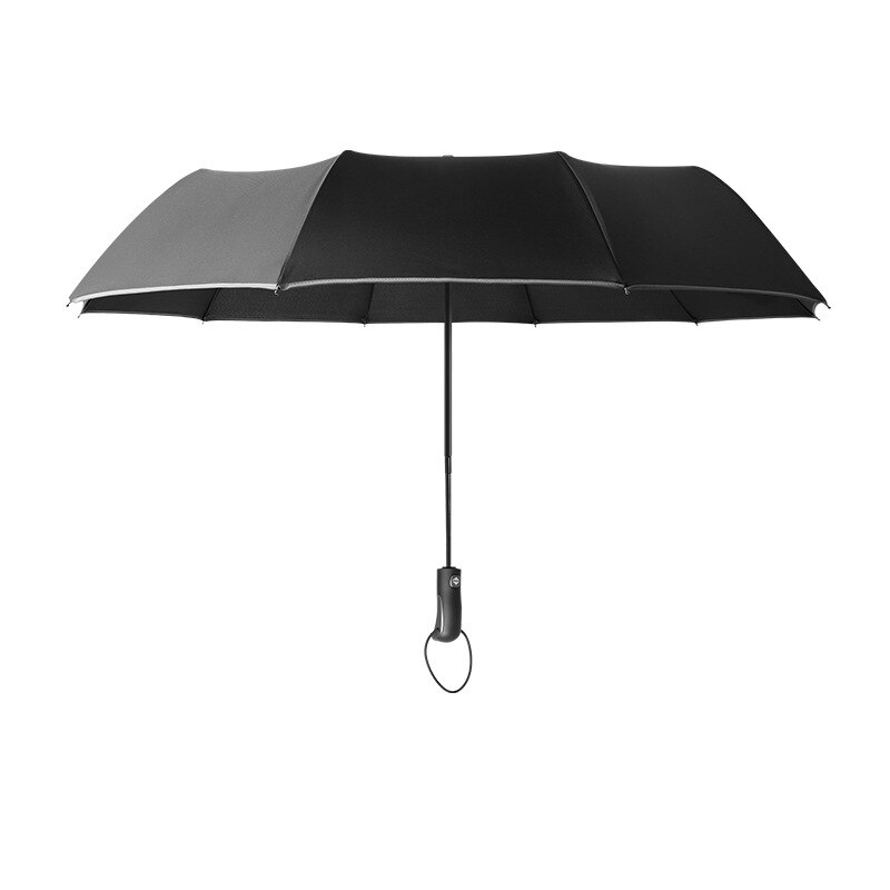Large Strong Windproof Umbrella Fully Automatic Umbrella Three Folding Men Umbrella 10k Black Umbrella Reflective Trim RG046