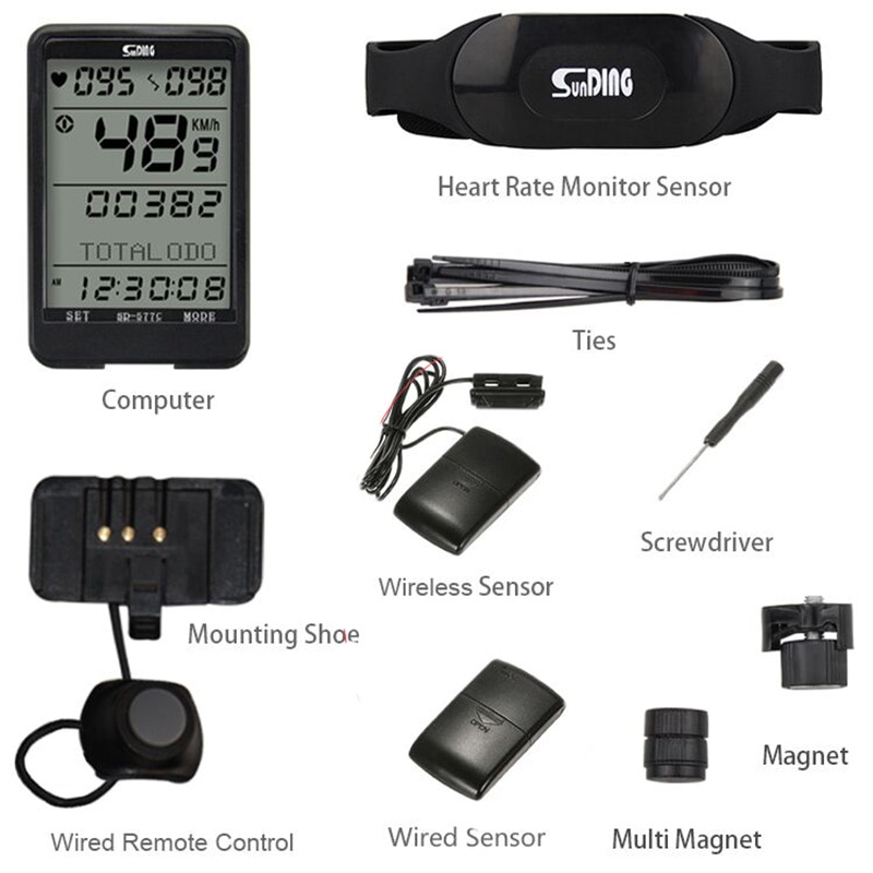 Sunding SD-577C Bike Snelheidsmeter Draadloze Hartslag Cadans Monitor Stopwatch Fiets Computer Fietsen Kilometerstand Accessoires