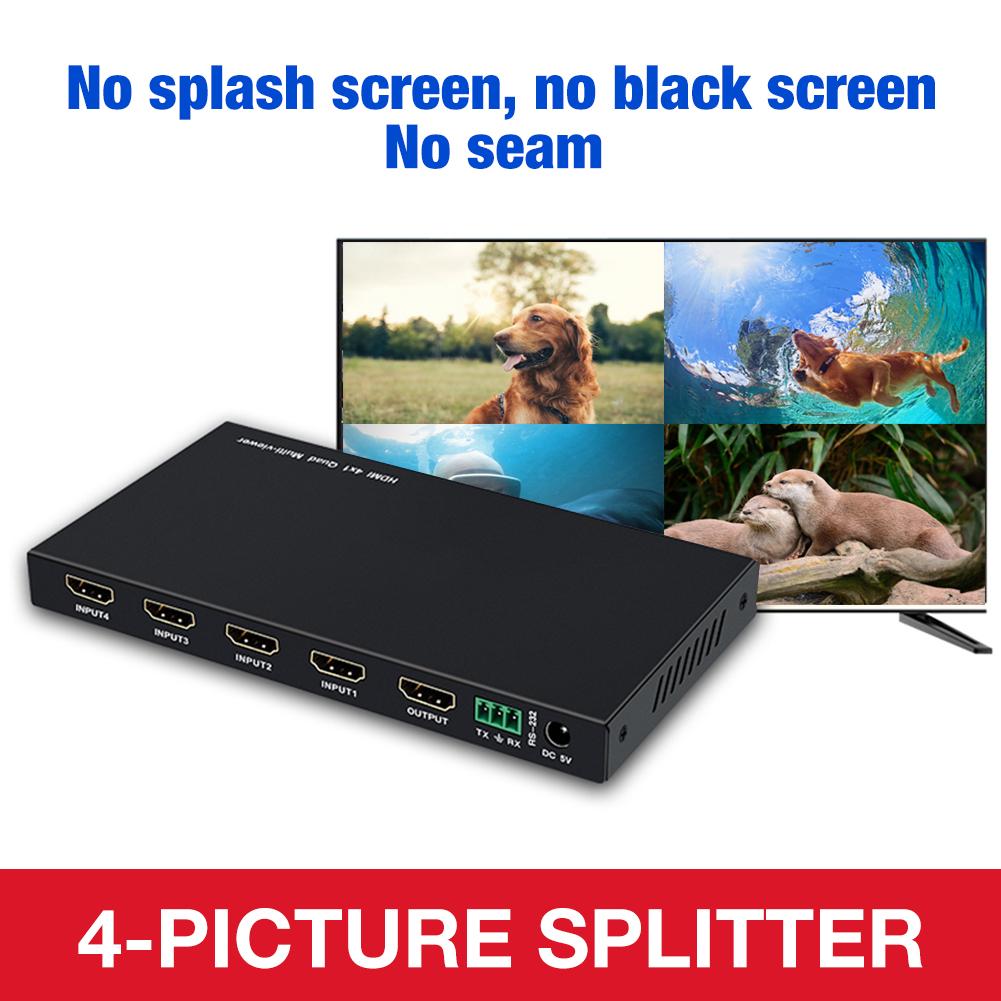HDMI Screen Splitter 4x1 Quad Multi-Viewer Seamless HDMI Switch With Remote Control 4 In 1 Out HDMI Switch With 5 Display Modes
