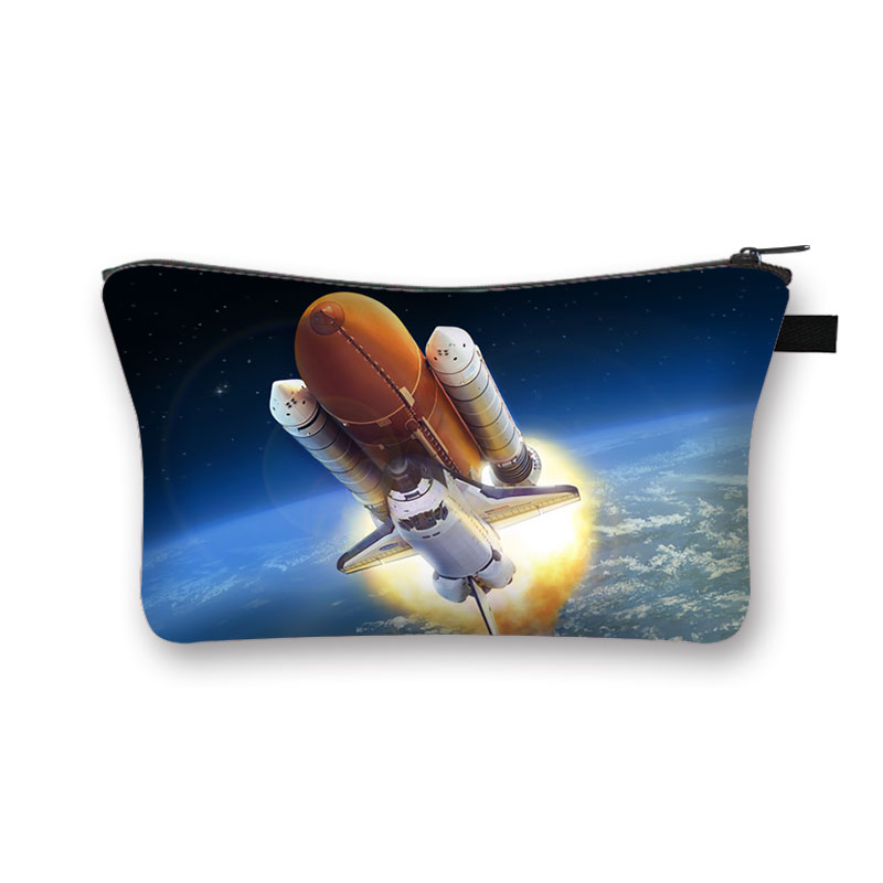Astronauta/Spaceship kosmetyczka gwiaździsta noc Galaxy chłopcy dziewczęta kosmetyczki szminka etui damskie przenośne Mini portfel: shzbmarscw06