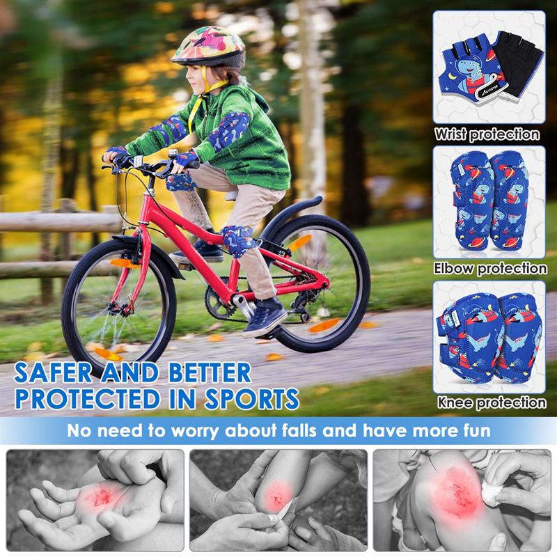 Children Knee Pads Set Kids Sports Knee Pads Knee Support Elbow Pads Gloves for Cycling Skateboarding