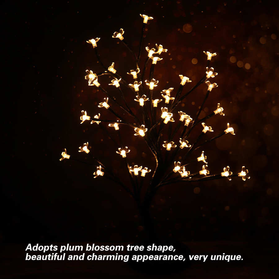 LED Nacht Licht 48LED Pflaume Blume Bonsai Licht Baum Lampe Batterie Betrieben Hause Weihnachten für Schlafzimmer Wohnheim Nacht