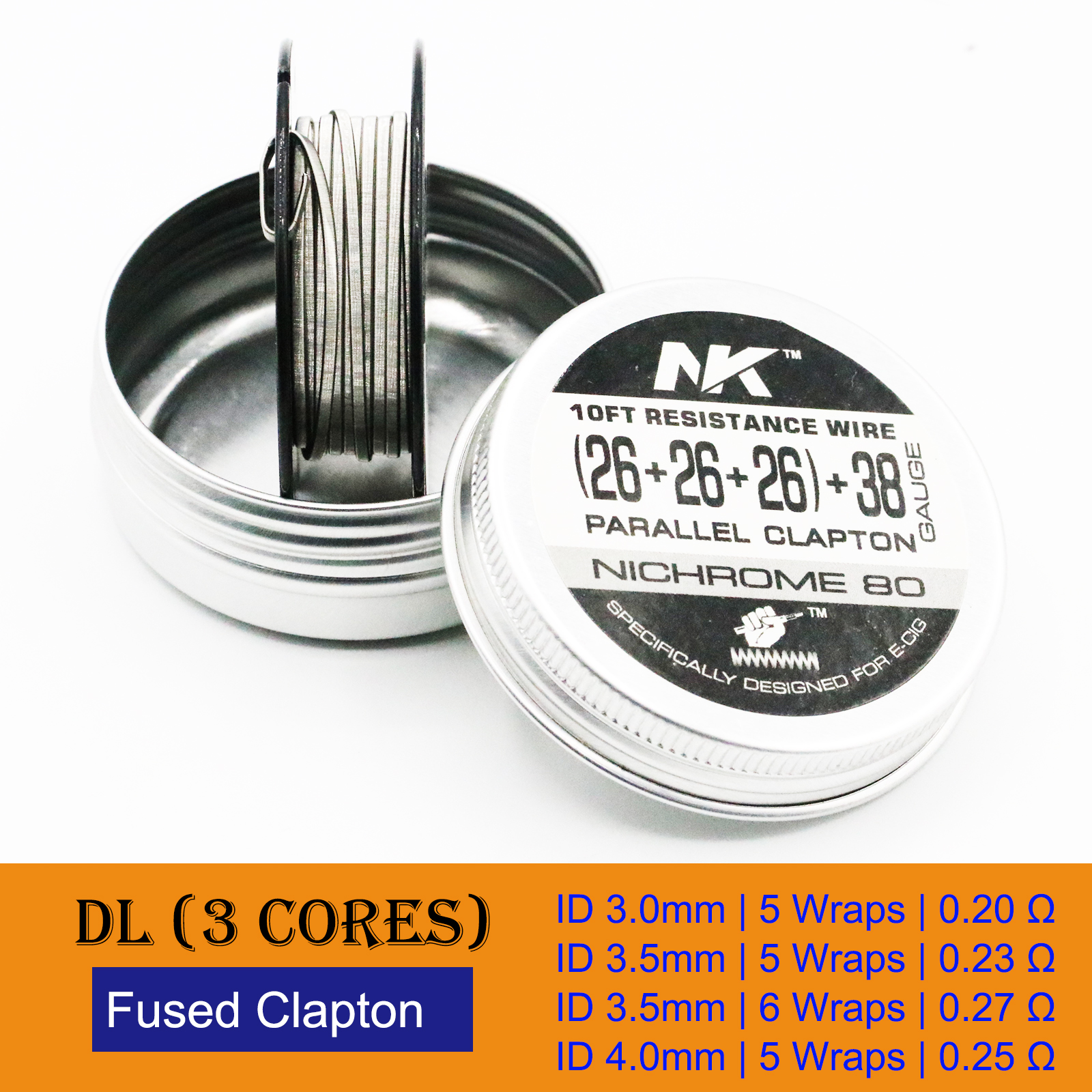 NK Ni80 filo di bobina Clapton fuso Nichrome sfalsato filo di riscaldamento alieno per Vape RDA RTA 10 piedi: 2. Ni80 26x3-38