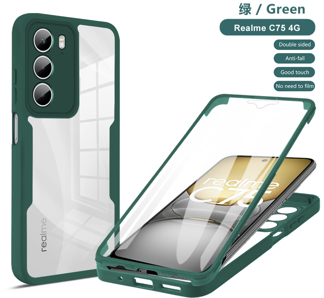 etui na Realme C75 4G, pełna ochrona 360, przezroczyste etui na telefon Realme C75 C 75 RealmeC75 z silikonowym bumperem: Złota