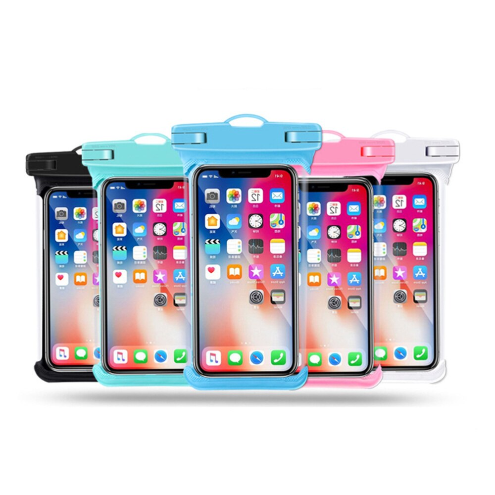 PVC Transparent Waterproof Mobile Phone Bag Universal Phone Floating Bag Pouch Outdoor Water Sports Phone Case (Black)