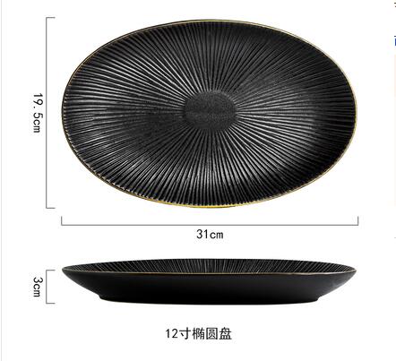 Vaisselle de table, noir mat, accent assiette à dessert, accent assiette à steak ménagère service de table: F