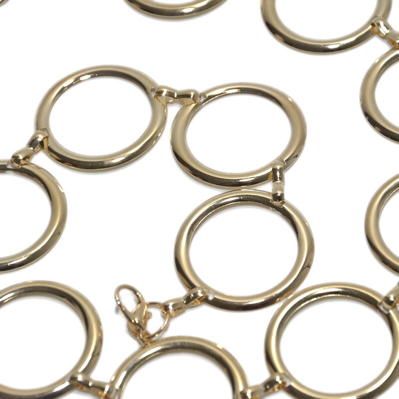 Cirkel metal kædebælte kvinder guld sølv rundt legeringsbælte med lang kvast kvindelig linning til kjole