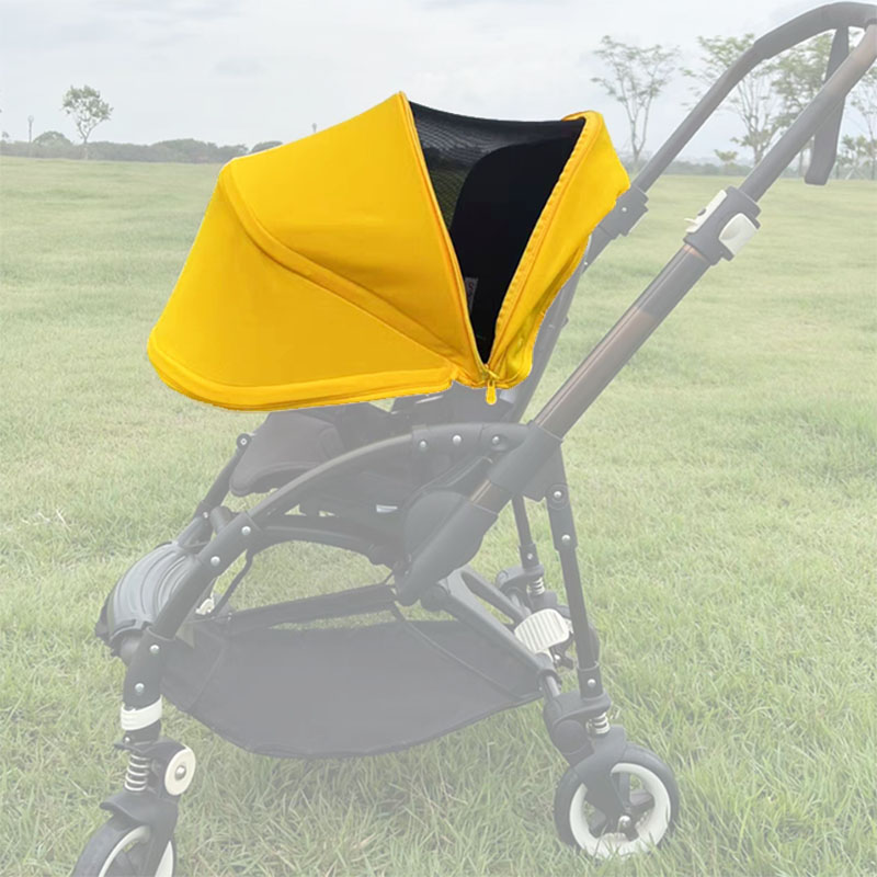 Kinderwagen Zonnescherm Voor Bugaboo Bee 3/5/6 Fox Kinderwagen Zonnekap Slaapmand Luifel Uitschuifbare Buggy Dak met Mesh Venster: Geel