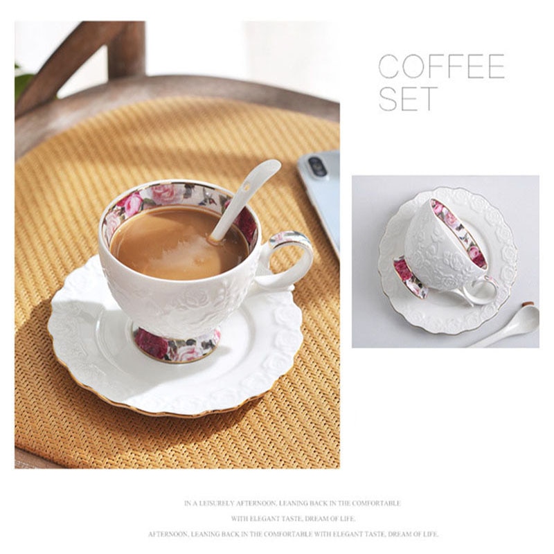 Tazas y platillos de cerámica, café Continental, té y café de Color sólido, juego de tazas de té de la tarde en inglés