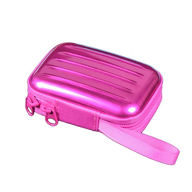 Bolsa de cremallera cuadrada creativa de fábrica, bolsa de almacenamiento con llavero para auriculares, monedero para niños y niñas: Rosa fuerte