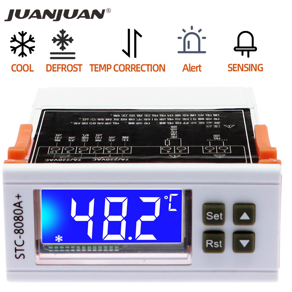 Stc -1000 8080a+  digital temperaturkontroller 12v 24v 220v automatisk timing avriming intelligent termostat alarmfunksjon 40% av