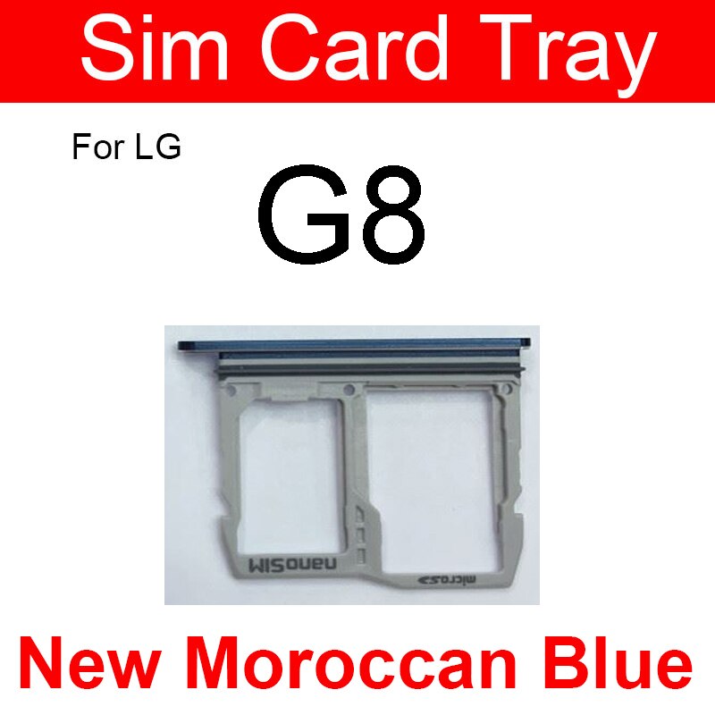 Sd memory sim-kort bakkeholder til lg  g2 g5 g6 g7 g8 g8x sim-kortlæser slot socket adapter reservedele tilbehør: G8 blå