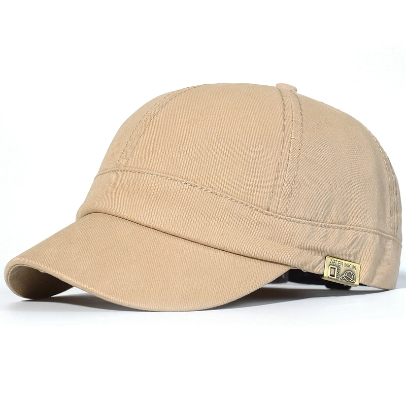 Vintage Short Brim Baseball Cap Cotton Men Women Soft Dad Hat Adjustable Trucker Style Low Profile Caps: Khaki